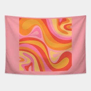 New Groove Retro Swirl Abstract Pattern in Pink, Orange, and Yellow Tones Tapestry