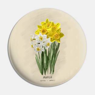 March Flower Birth Month Illustration Pin