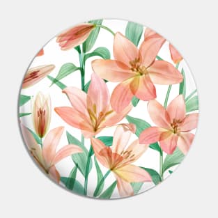 Spring transparent Lily flowers. Translucent watercolor tropical flowers. Spring blossom composition Pin