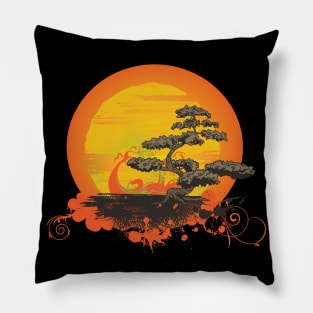 Japanese Bonsai Orange Dawn Pillow