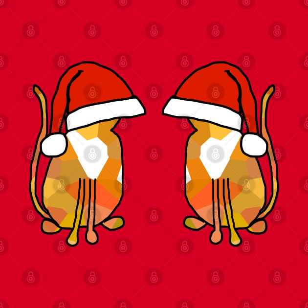 Pair of Ginger Cats in Christmas Santa Hats by ellenhenryart