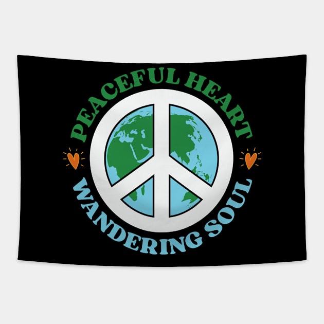 Peaceful heart, wandering soul Tapestry by Skinite