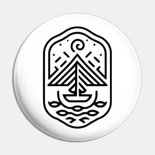 Floating Boat On a Lake (Black)" Pin