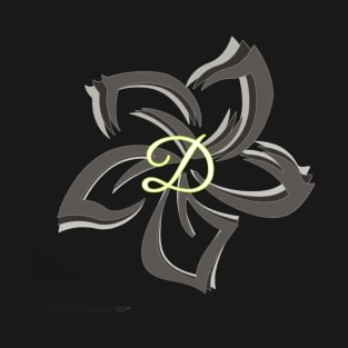 The letter D on a tribal plumeria T-Shirt