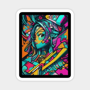 Girl In Urban WallStyle - AI Art Magnet