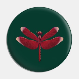 Red hand drawn dragonfly Pin