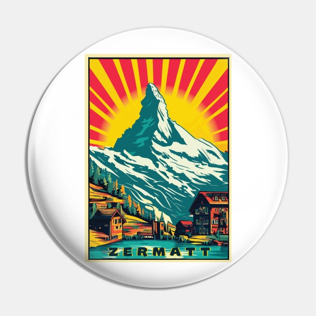 Zermatt,Matterhorn,Switzerland,Ski Poster Pin by BokeeLee