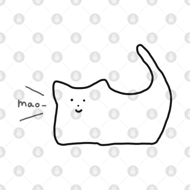 This is Neko Simple Minimal Cat Funny Meme Black and White Art by Marinaaa010