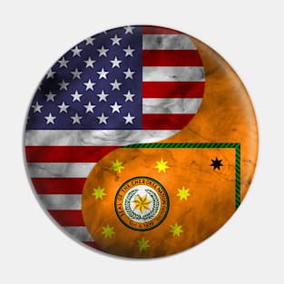 USA and Cherokee Dual Flag Yin Yang Combination Pin