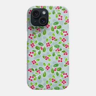 Cranberry Fruit Pattern on Blue Grey Phone Case