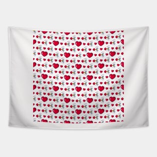 Love Neck Gaiter Red Hearts and Arrows Neck Gator Tapestry