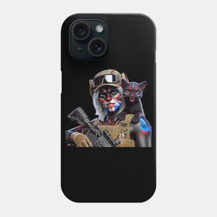 Woman Warrior Panther with Cub by focusln Phone Case