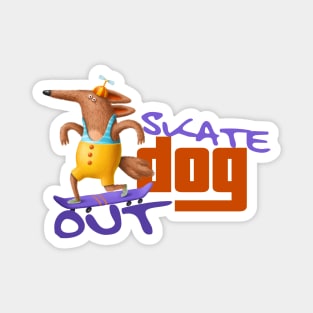 Skate Dog Out Violet Skateboard Magnet