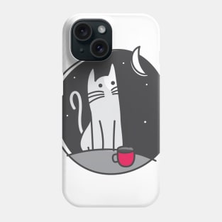 Sleeplessness (Cat, moon & coffee) Phone Case