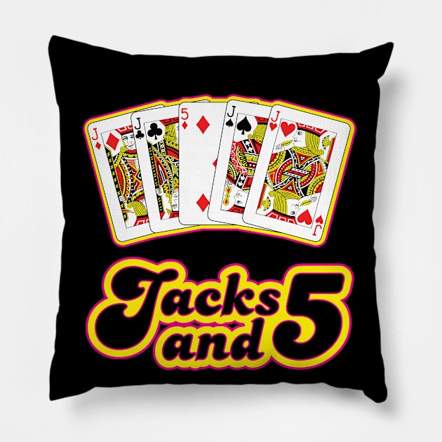 Jacks and Five Pillow by Brubarell