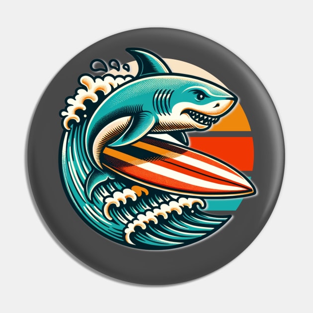 Surfing Shark Pin by TravelTeezShop