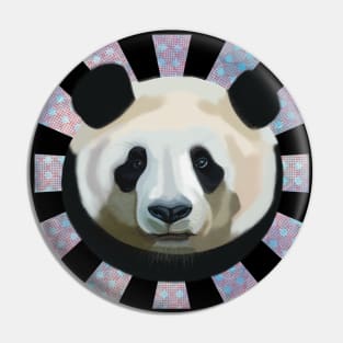 Striking Panda bear on patterned sun rays Pin