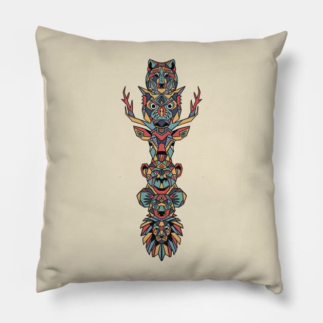 Animal Totem Pole Pillow by TylerMade