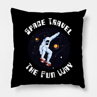 🚀 Space Travel the Fun Way, Skateboarding Space Design Pillow