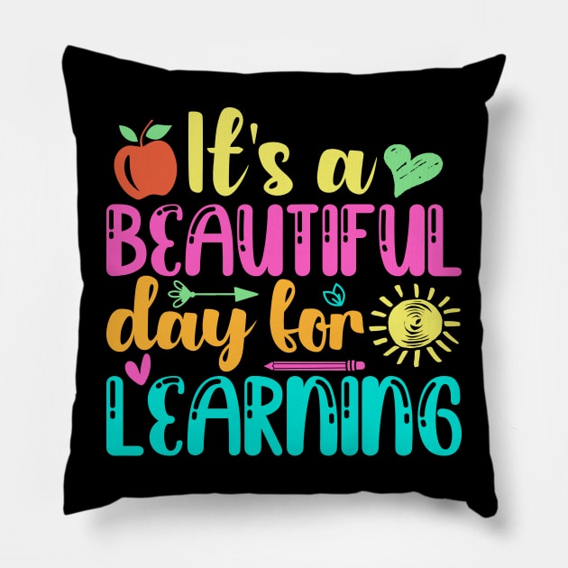 It's Beautiful Day For Learning Retro Teacher Students Women Pillow by sufian