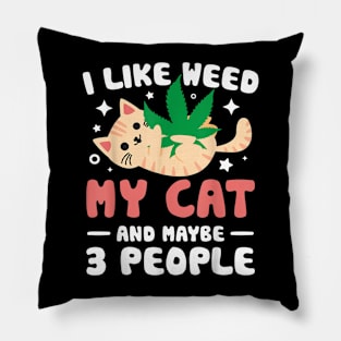 I Like Weed My Cat Maybe 3 People 420 Cannabis Stoner Pillow