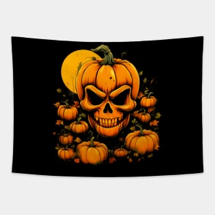 Pumpkin Skull Halloween Tapestry