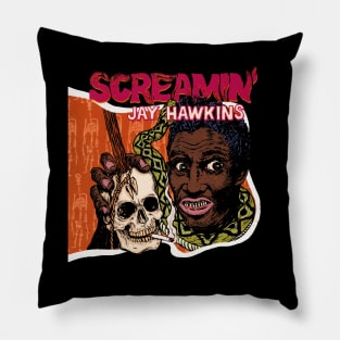 Screamin' Jay Sonic Blues Chronicles Retro Nostalgia Tee Celebrating Unconventional Brilliance Pillow