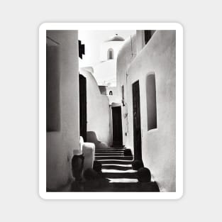 Black and White Santorini Greece Film Photography Magnet