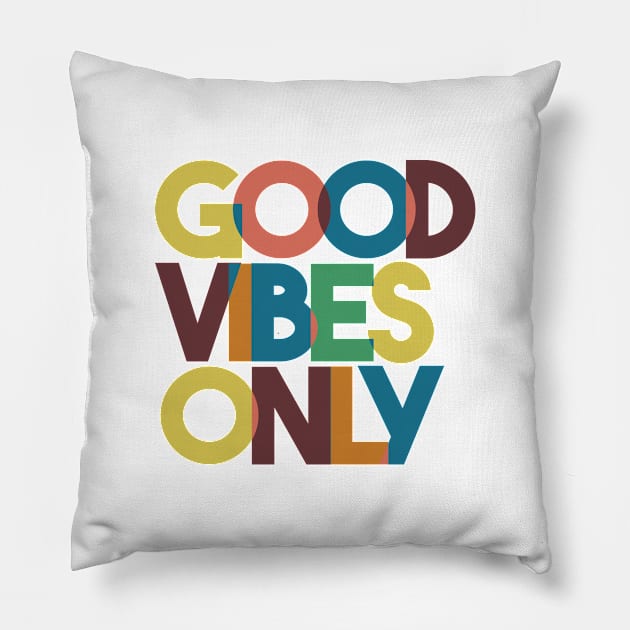 Good Vibes Only Large Multi Coloured Text T Shirt Design Pillow by Positive Lifestyle Online