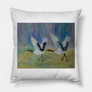 White cranes Pillow