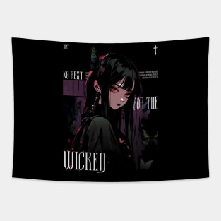 No Rest For The Wicked Anime Goth Halloween Tapestry