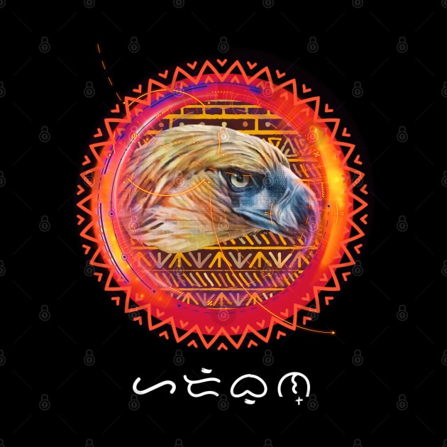 Philippine Eagle - Baybayin word Haribon (King of the Birds) tribal Colored by Pirma Pinas