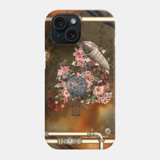 Steampunk design with clocks, gears and flowers Phone Case