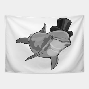 Dolphin as Gentleman with Top hat Tapestry