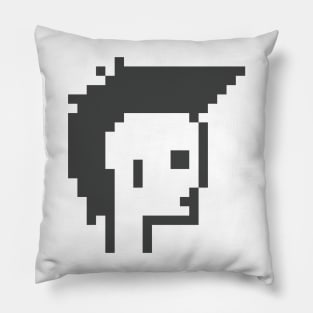 Punk Mohawk, Black and White  / ToolCrypto / Pixel Art Pillow