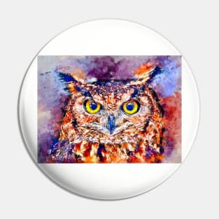Watercolor Eagle Owl Pin