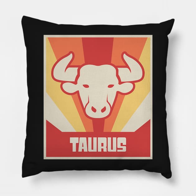 Taurus – Vintage Astrology Zodiac Sign Pillow by MeatMan