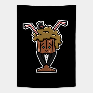 Cute Root Beer Float with Chocolate Milkshake Vibes in a Tuxedo - Root Beer Tapestry