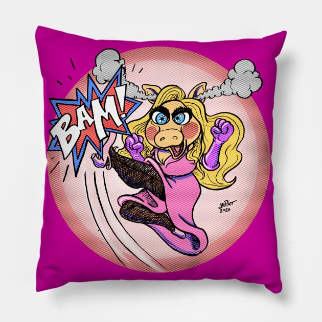 Angry Comic Book Piggy Pillow by UzzyWorks