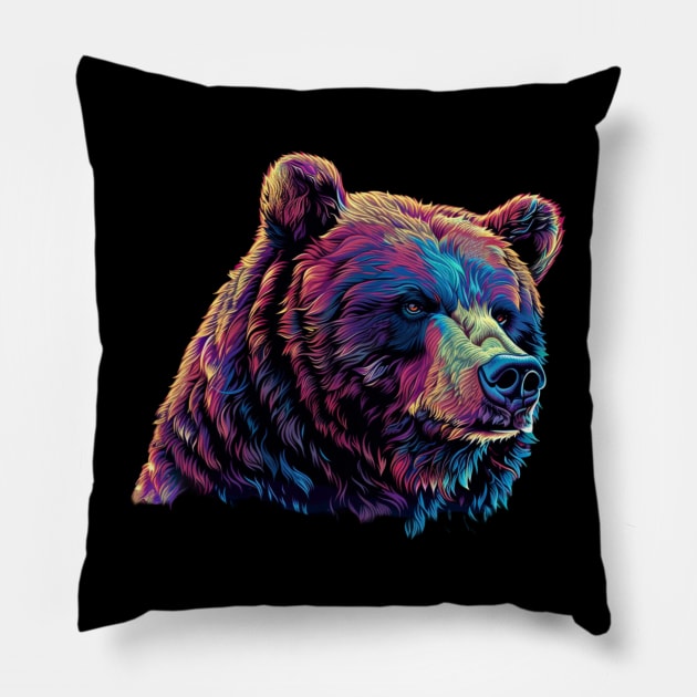 Grizzly Bear Culture Pillow by Tosik Art1