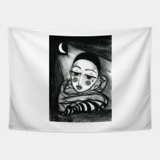 The Sad Clown and the Moonbeam Tapestry