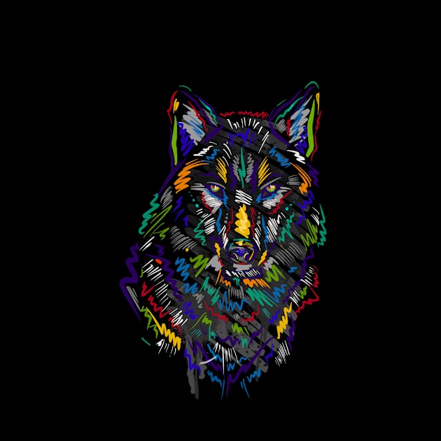 Wolf colorful illustration by Razym