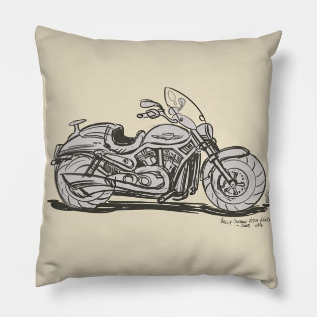 Motorcycle Sketch 1 Pillow by Mason Comics