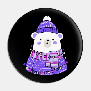 Cute Christmas polar bear illustration Pin
