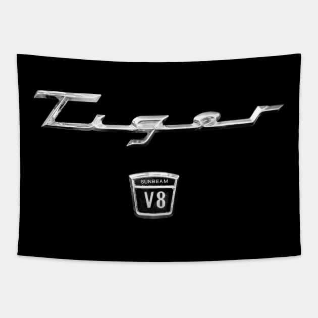 Sunbeam Alpine Tiger V8 vintage 1960s car logo Tapestry by soitwouldseem