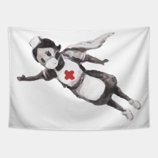 Banksy Superhero Nurse Tapestry