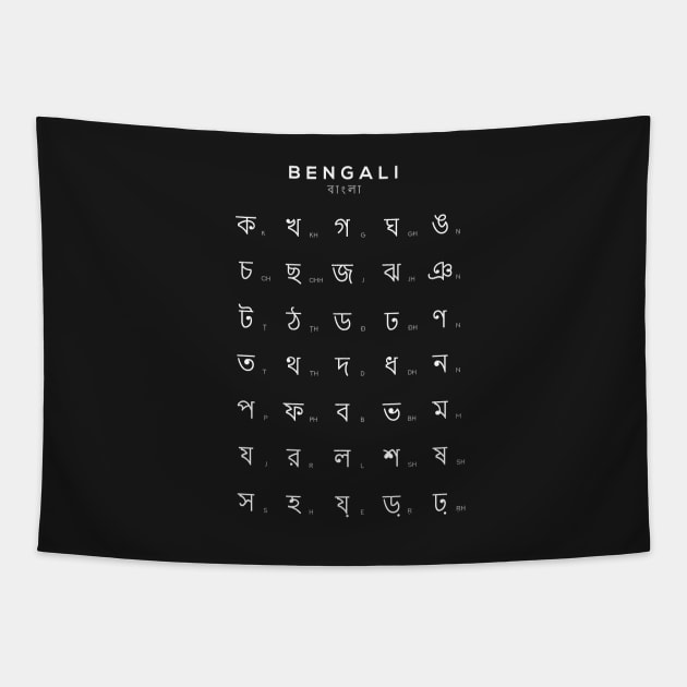 Bengali Alphabet Chart, Bengali Language Chart, Black Bengali Tapestry TeePublic