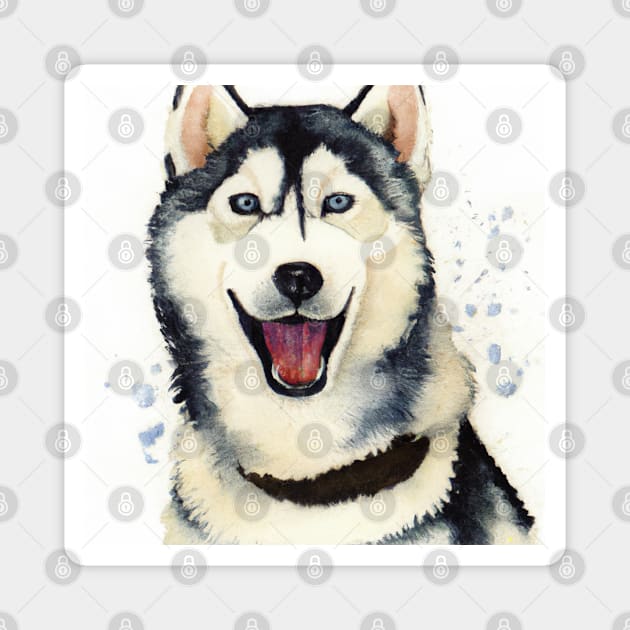 Siberian Husky Watercolor - Gift For Dog Lovers. Cool dog design for Chukcha owners. Features siberian husky with water color style. Great dog artwork for Husky Sibe lovers. Magnet by Edd Paint Something