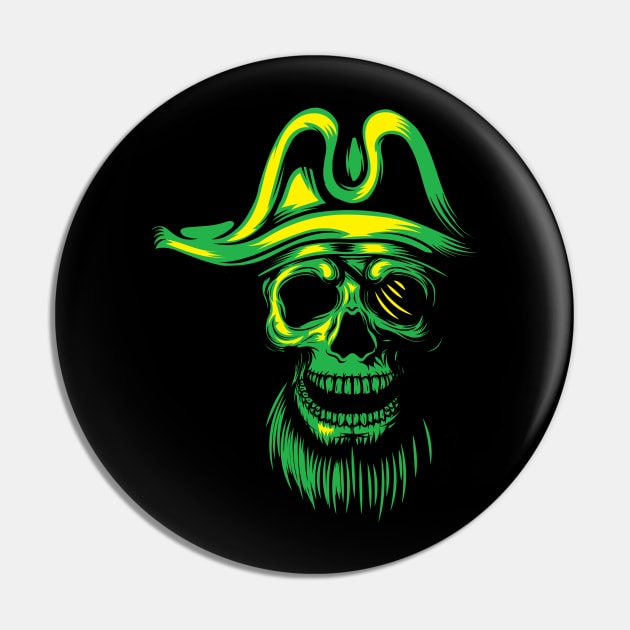 Green Skull Pirate Pin by attire zone