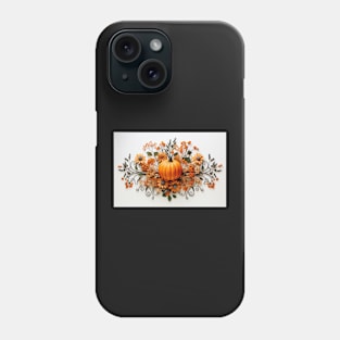 Fall Pumpkins and White Flowers Phone Case